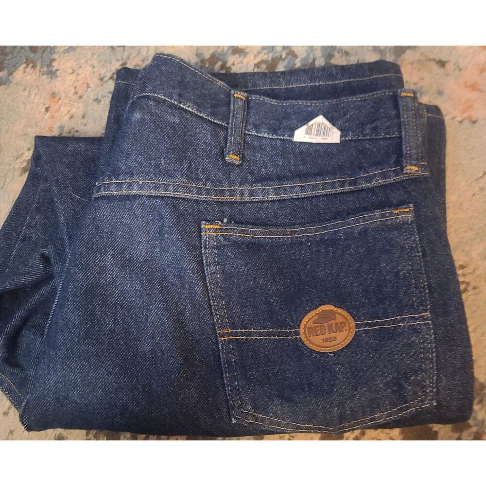 Red Kap 38 x 30 Men's Industrial Work Uniform Relaxed Fit‎ Jeans Dark Blue NWOT